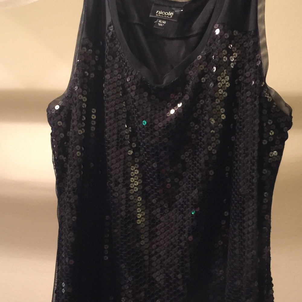 Sequined front tank dress